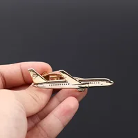 1 PC Simple Man's Tie Clip New Arrivals Golden Plating Airplane Shape Pilot High Quality Plane Cufflinks Stick Pin Wedding Gift 2