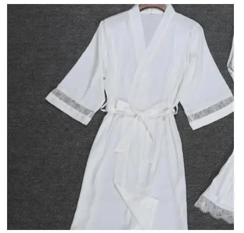 Сексуальное женское кимоно из вискозы, белый халат для невесты, невесты, подружки невесты, Свадебный халат, комплект, кружевная отделка, одежда для сна, Повседневная Домашняя одежда, ночное белье - Цвет: Robe 5