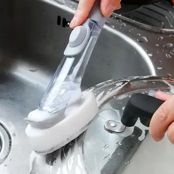

Kitchen Dish Scrubber Soap Automatic Dispenser Dishwashing Scrubber Sink Brush with Soap Handle DNJ998