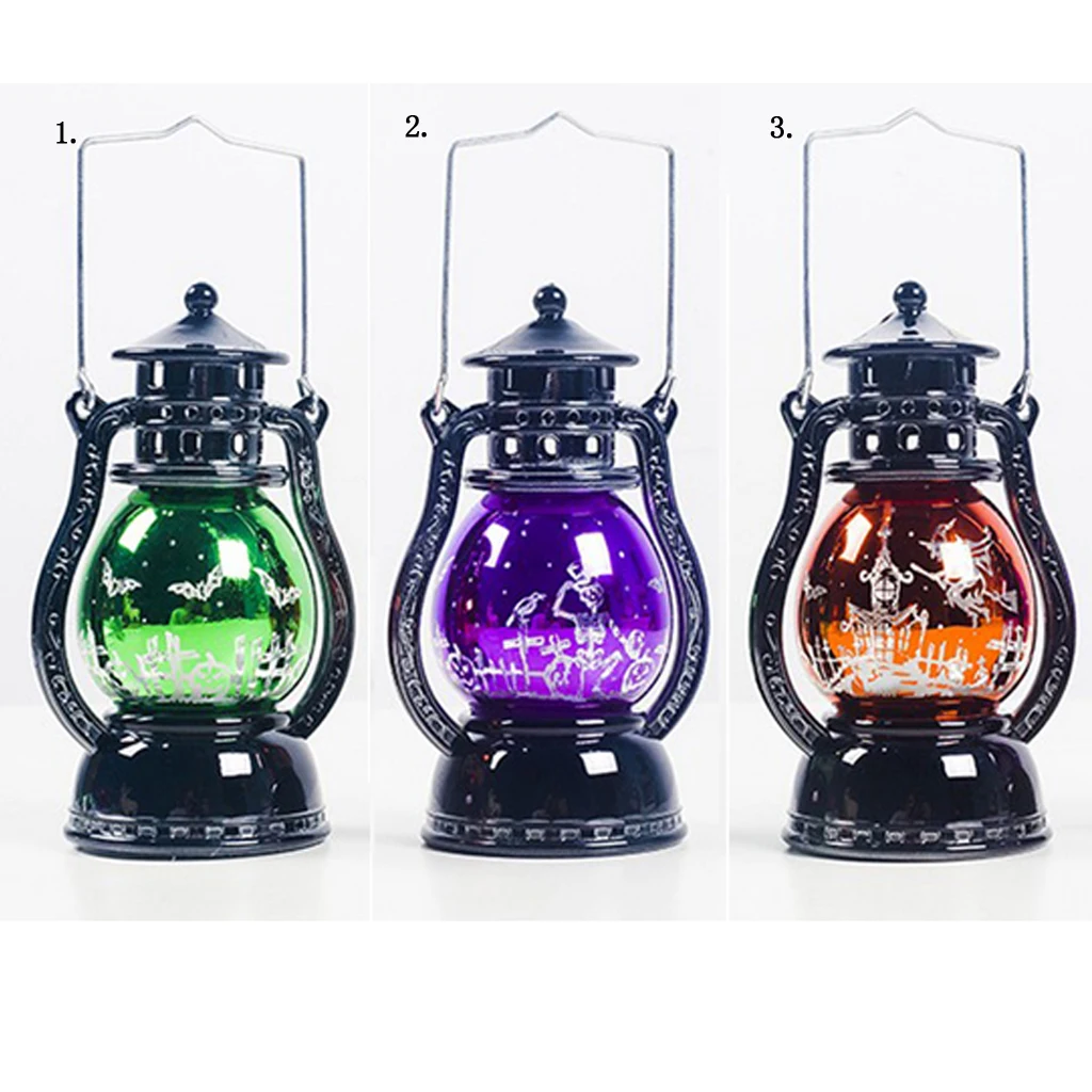 Vintage Style Halloween Hanging Hurricane Lantern LED Lights Outdoor Party Decoration