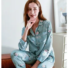 Женская пижама из натурального шелка и сатина, шелк тутового шелкопряда с цветочным принтом, пижамный комплект M L XL