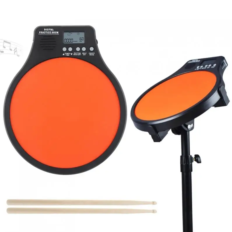8 дюймов цифровой электронный немой барабан площадку с Барабаны клещей Скорость обнаружения цифровой метроном тренировочный барабан для ударные инструменты для джаза для упражнений
