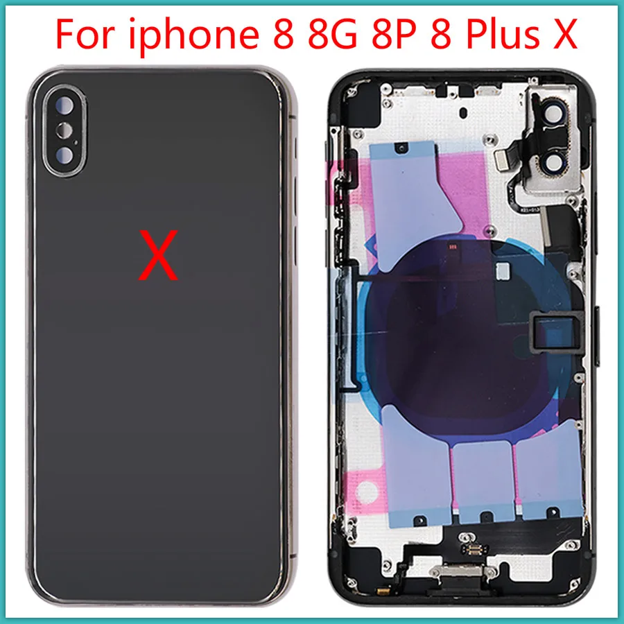 Идеальное качество для iphone 8 8G 8 P 8 Plus X задняя панель+ средняя рамка Шасси с гибким кабелем