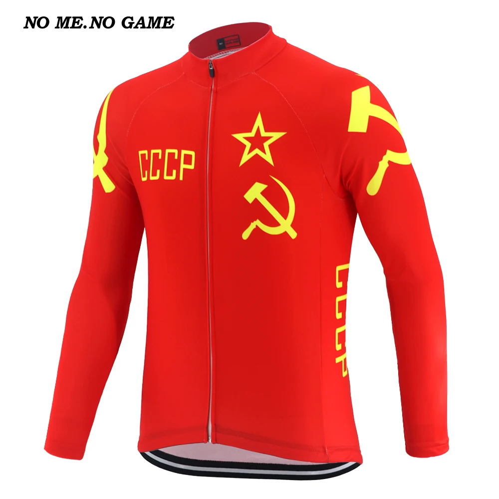 CCCP Ретро велосипедная майка с длинным рукавом Топ Мужская Красная Зимняя флисовая одежда для горного велосипеда и осенняя тонкая велосипедная одежда