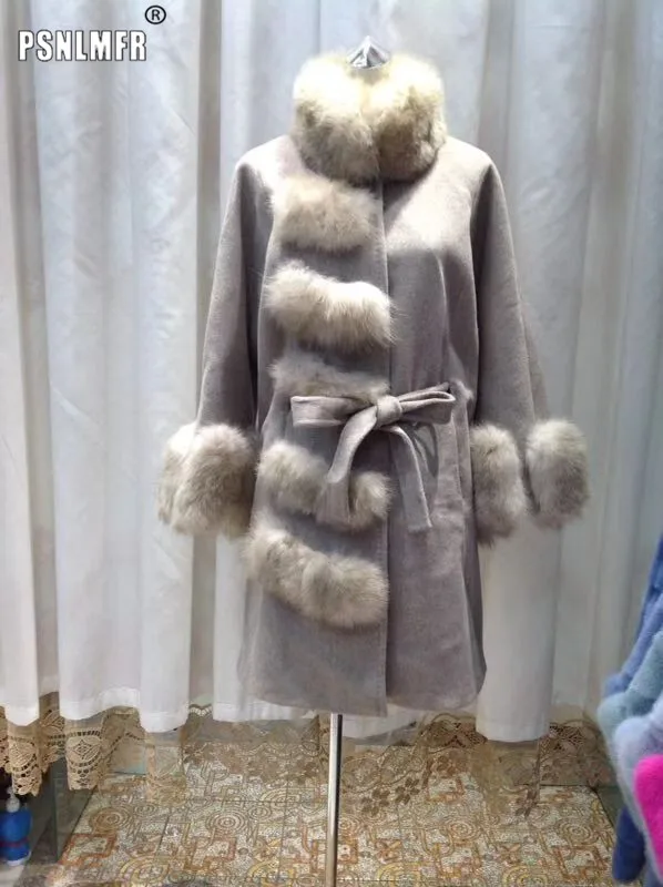 Высокая мода, верхняя одежда, новинка, Cappotto Donna, Воротник из натурального Лисьего меха, теплое Женское зимнее пальто премиум класса, верхняя одежда с длинным рукавом, женские кардиганы