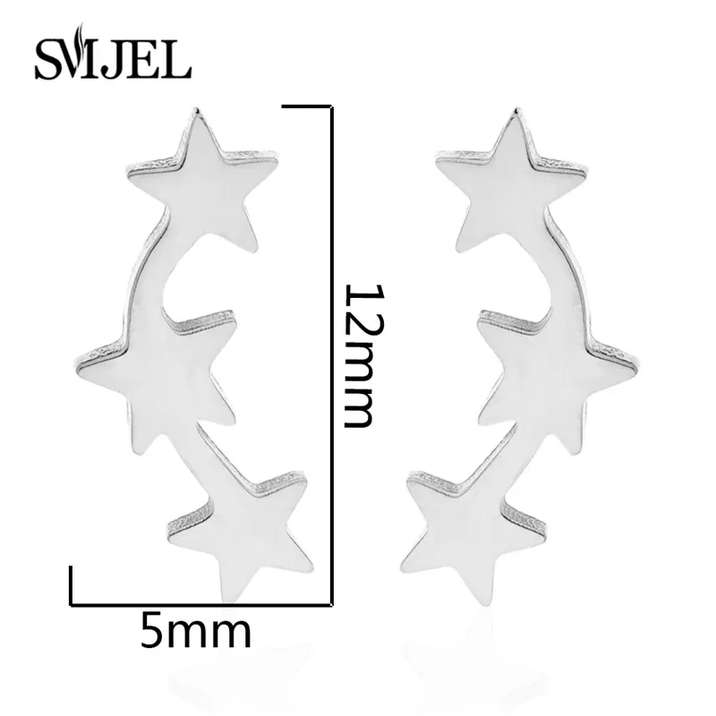 SMJEL корейские серьги Микки серьги из нержавеющей стали для женщин девушек Милая звезда сердце птица Серьга-гвоздик для пирсинга pendient bijou