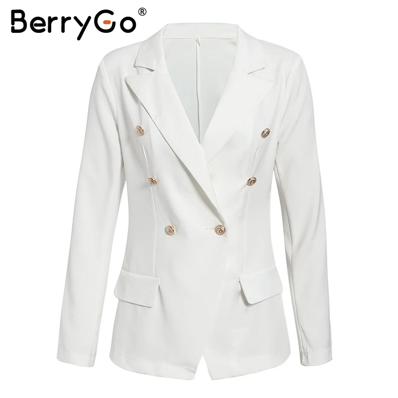 BerryGo Elegant buttons women blazers Casual long sleeve autumn winter female blazer jackets Office ladies blazers coats street