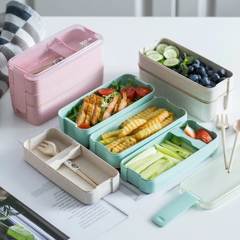 Bento Box Leak-proof Lunch Container Thermal Lunch Box with Folding Handle  900 ml Portable Meal Prep Containers for Kids Adults