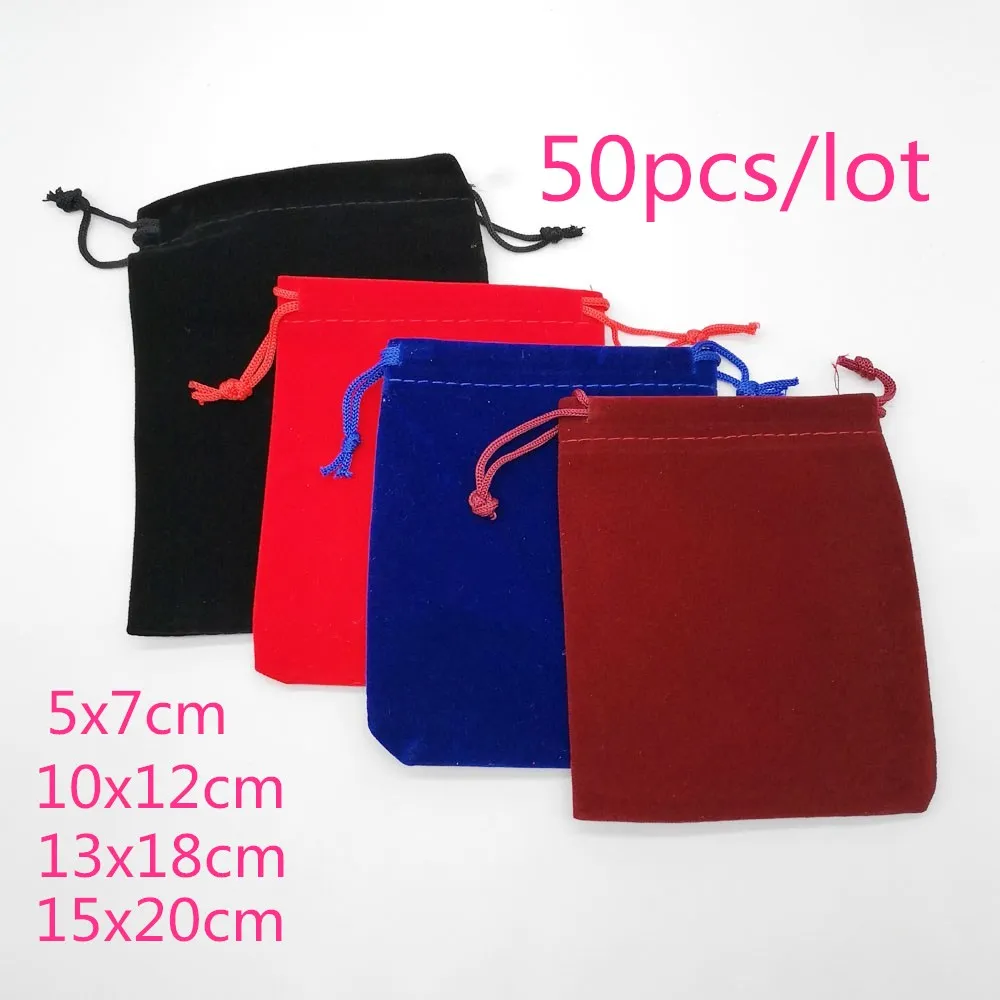50pcs Jewellery Bag Pouch Velvet Pouch Jewelry Packaging Bags Velvet Bag Drawstring Jewelry Packaging For Jewelry Pouch 13x18cm 8x10cm velvet jewelry pouches flower pattern drawstring gifts bags wedding christmas party favors packaging sack bag pouch
