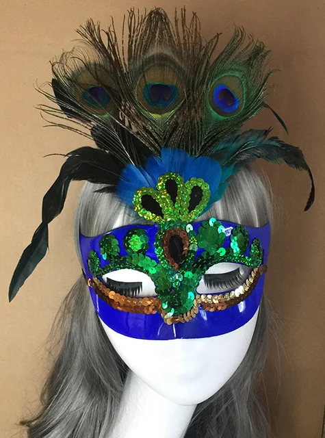 Máscaras de disfraz de Mardi Gras, máscaras de plumas verdes y moradas para  disfraces, cosplay, carnaval, fiesta de máscaras, suministros de