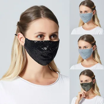 

Unisex Breathable Reusable Creative masques Face Cover Sequin Dustproof Anti-Fog Face Cover Breathable mascaras Toiletry Kits
