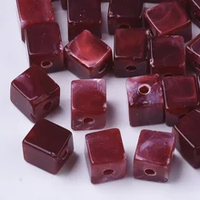 

500g Acrylic Beads Imitation Gemstone Style Two Tone Color Cube Dark Red 9x8mm Hole: 2mm about 940PCS /500g