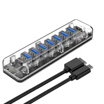 

HOT-ORICO 7 Ports USB3.0 Transparent Hub Splitter With Dual Micro-USB Power Port 5Gbps 3.0 USB Hub Support Otg For Mac/Windows/L
