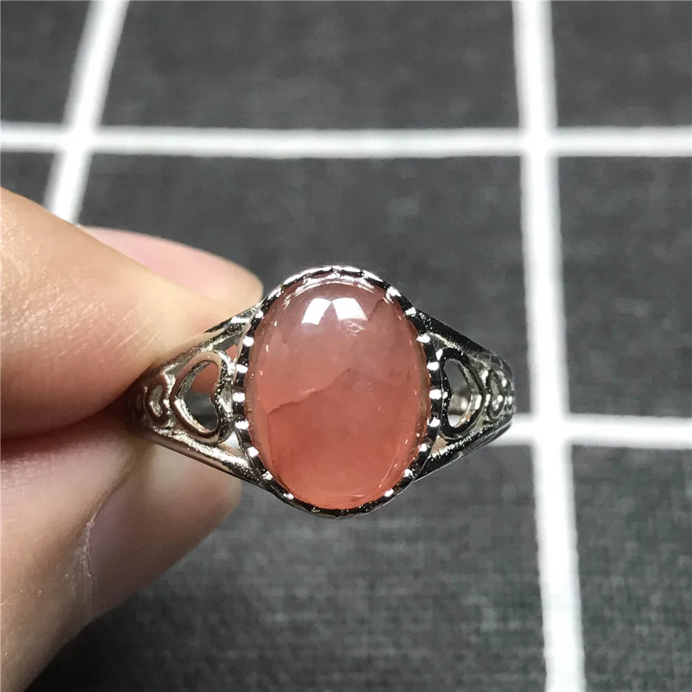 

100% Natural Red Rhodochrosite Ring For Woman Man 12x10mm Crystal 925 Silver Sterling Luxury Jewelry Adjustable Finge Ring AAAAA