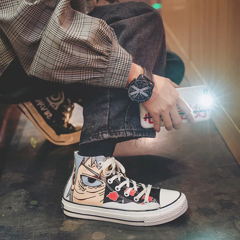 Anime Naruto Canvas Shoes Cosplay Costume Hatake Kakashi Akatsuki High Top Shoes Leisure Breathable Shoes