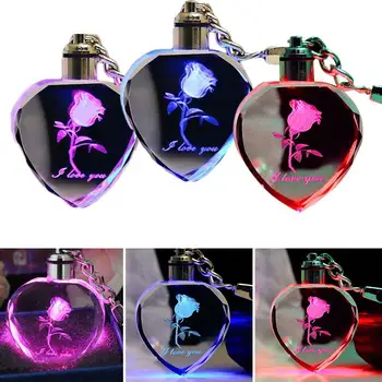 

Key Ring Key Holder Flower Heart-Shaped Bag Handbag Pendant Accessories Unisex LED Keychain Colourful Crystal Small Gift