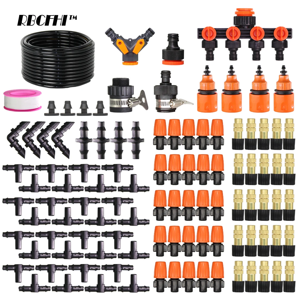 

RBCFHI 5-50m 1/4" Hose Garden Micro Mist Saving Irrigation System Automatic Spray Watering Kit With Adjustable Atomizing Nozzle