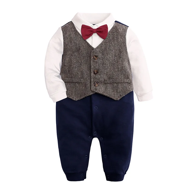 Г. Модные комплекты одежды рубашка с галстуком-бабочкой для маленьких мальчиков костюм джентльмена высококачественные комбинезоны для новорожденных от 0 до 24 месяцев
