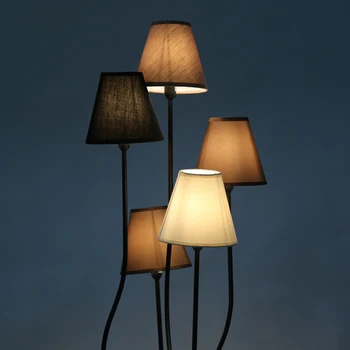 

OYGROUP 5-head Floor Lamp Black Iron with Fabric Lampshade E14 Modern for Living room Cafe Bar Decoration