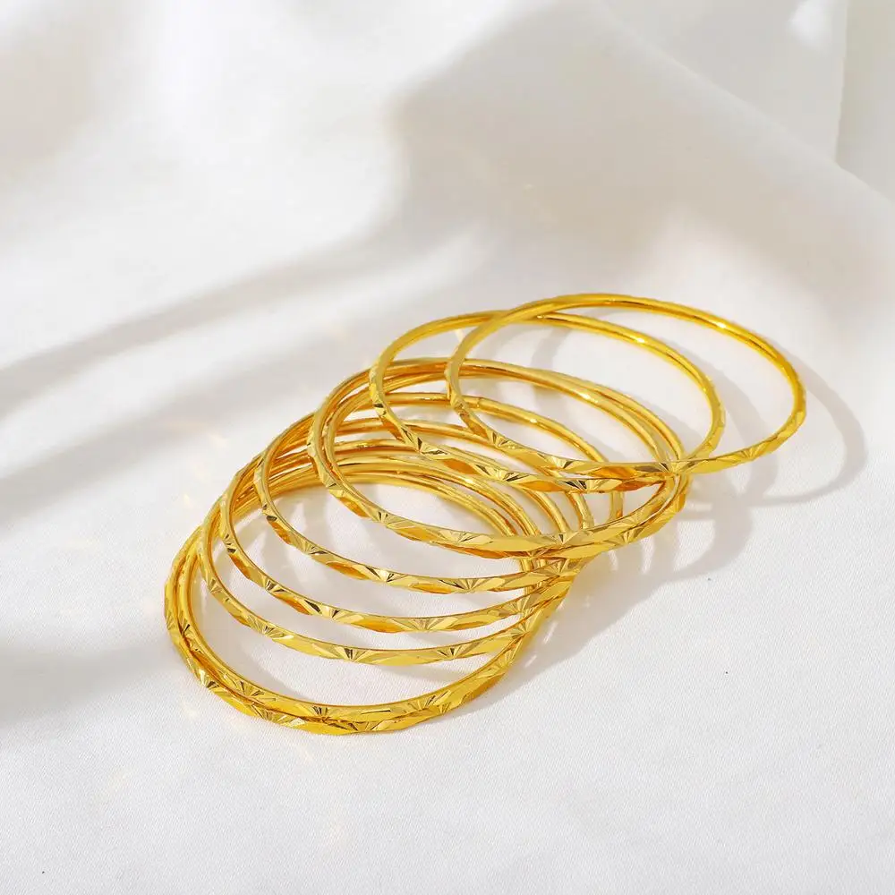 Women Bangles Jewelry Sets 9PCS Gold Color Arab African Bridal Party bangle bracelet