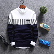 

FAKUNTN 2021 New Men's Autumn Winter Pullover Wool Slim Fit Striped Knitted Sweaters Mens Brand Clothing Casual pull homme