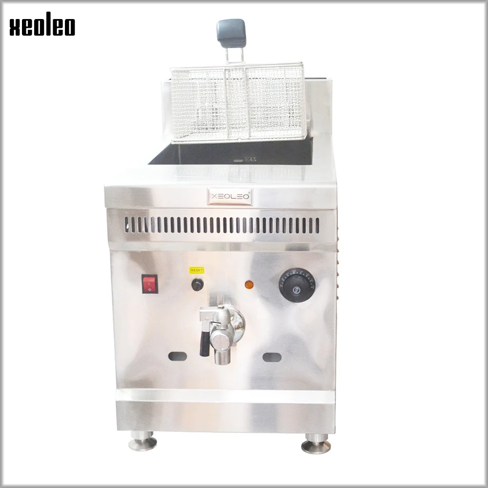XEOLEO 18L Commercial Gas Deep Stainless Steel Fried Chicken Machine Single Tank Basket Home Appliance Kitchen Food Processor