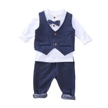 New Children Gentleman Clothes Autumn Baby Boys Cotton Vest T-Shirt Pants 3Pcs/Set Infant Toddler Costume Kids Casual Sportswear