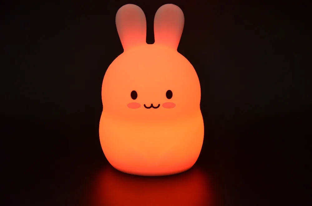Cute Cartoon Rabbit LED Night Light Rechargeable Touch Sensor Remote Control Colorful Silicone Bedroom Table Lamp for Kids Baby (30)