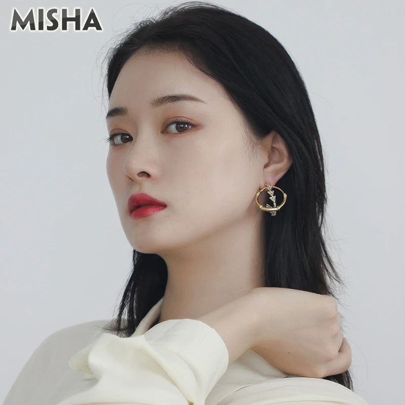 MISHA, модные серьги для женщин, серьги-гвоздики ручной работы, имитация драгоценных камней, циркониевые амулеты, ювелирные изделия для девушек, подарки для девушек 0062