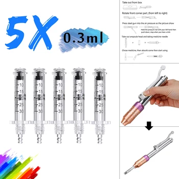 

5Pcs 0.3ml Ampoule Heads + 1Pc Taking Medicine Needle for hyaluron gun pen High Pressure wrinkle removal water syringe