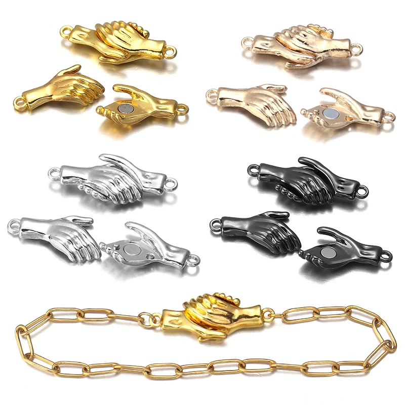 4sets/Lot Handshake Shake Hands Clasps Palm Magnetic Clasps Bracelet Buckle Hook Connector For DIY Jewelry Making Accessories