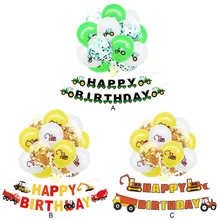 Besegad Дети Строительный автомобиль самосвал тематическая вечеринка на день рождения висящий баннер латексные конфетти шары украшения комплект игрушка