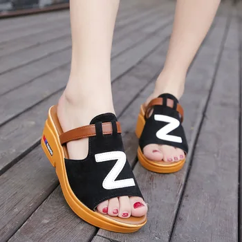 

Students Sandals Women's Summer Wedge High Heel Shoes Thick Bottomed Slides Women Fish Mouth Slippers Platform Daily Beach Shoes