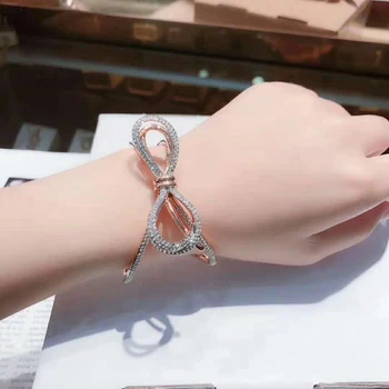 

SWA Fashion New LIFELONG BOW Bracelet Women's Fine Crystal Stereo Style Give Mom and Girlfriend the Best Romantic Birthday Gift