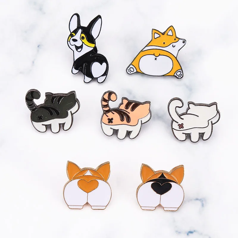 Заколки в форме сердца Corgi забавные броши виде щенка котенка приклада для