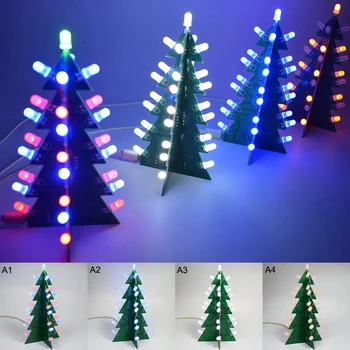 

Mini 3D Christmas Trees Kit Box DIY Kit RGB Flash LED Circuit Kit Colorful Christmas New Year Gift Toys Decoration
