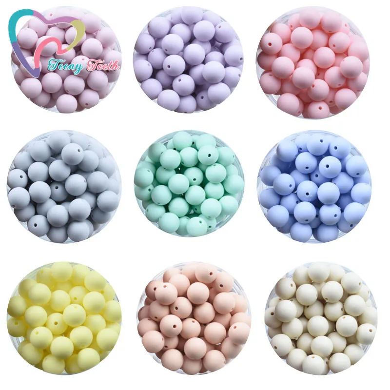 

Teeny Teeth 100 PCS Candy Colors 9-15MM Silicone Round Beads Food Grade Loose Sensory Beads Baby Chew Mom Nusring Jewelry Balls