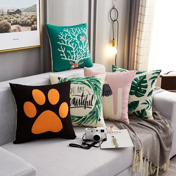

Plant Printing Home Decor Sofa Bed Cushion Office Car Seat Waist Pillow Sofa Comfortable Back Cushion Chair Pillow