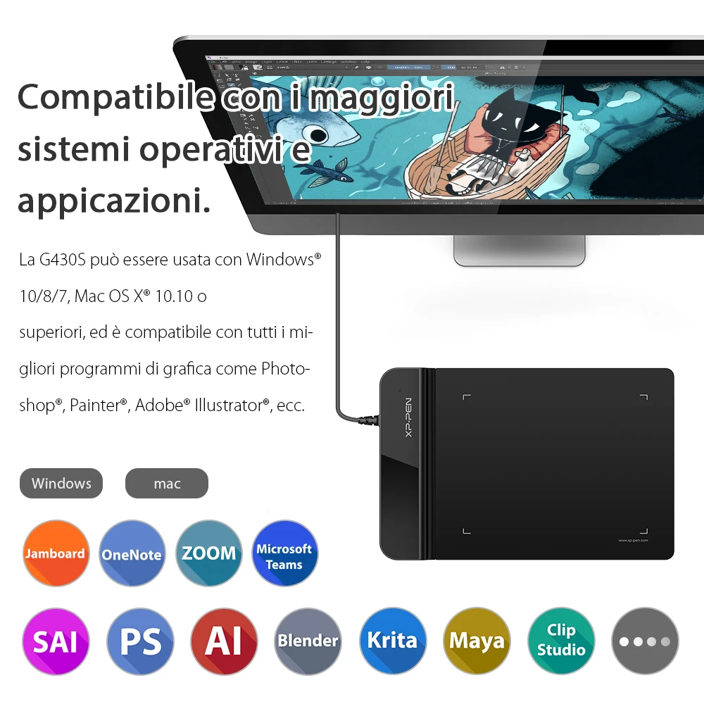 XPPen G430S 드로잉 태블릿, 4x3 인치 그래픽 태블릿, 디지털 태블릿, 8192 레벨 미니 태블릿, OSU 게임용, 배터리 없는 스타일러스
