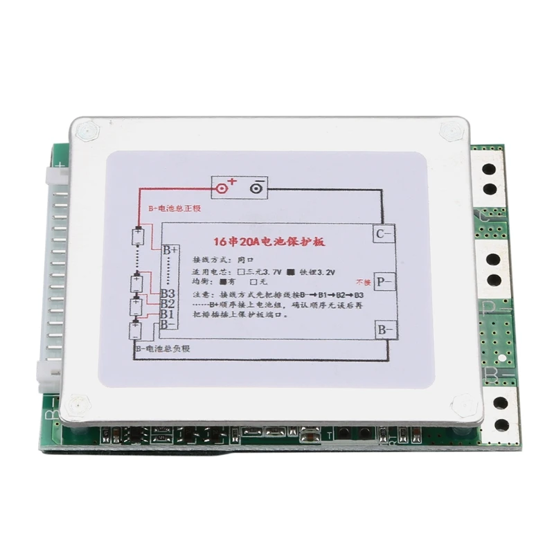 16S 48V 20A 18650 LiFePo4 плата защиты батареи BMS PCB с балансом для электровелосипеда EScooter