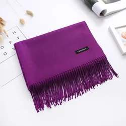 Luxury Solid Women Scarf Winter Cashmere Pashmina Shawls Warm Lady Blanket Wraps Bufanda Scarves Tassel Neck Echarpe 2021