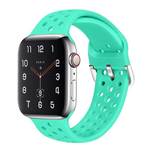 Light green Силиконовый ремешок для Apple Watch band 38 мм 42 мм iWatch 4 band 44 мм 40 мм спортивный дышащий браслет ремешок для Apple watch 4 3 21 - Цвет ремешка: Light green