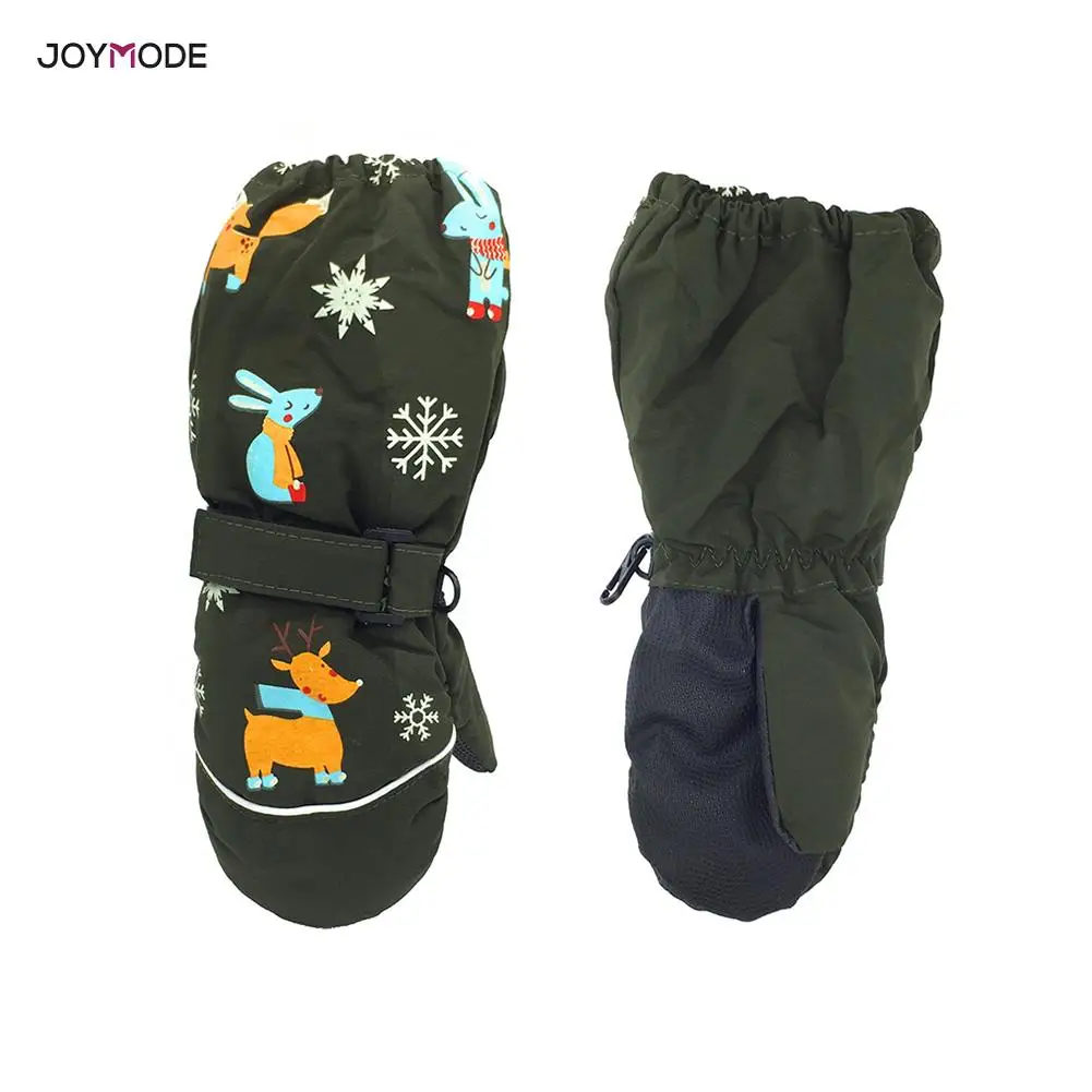 

1Pair Winter New Children Print Cartoon Deer Rabbit Thickening Ski Gloves Kids Windproof Waterproof Non-slip Long-sleeved Mitten