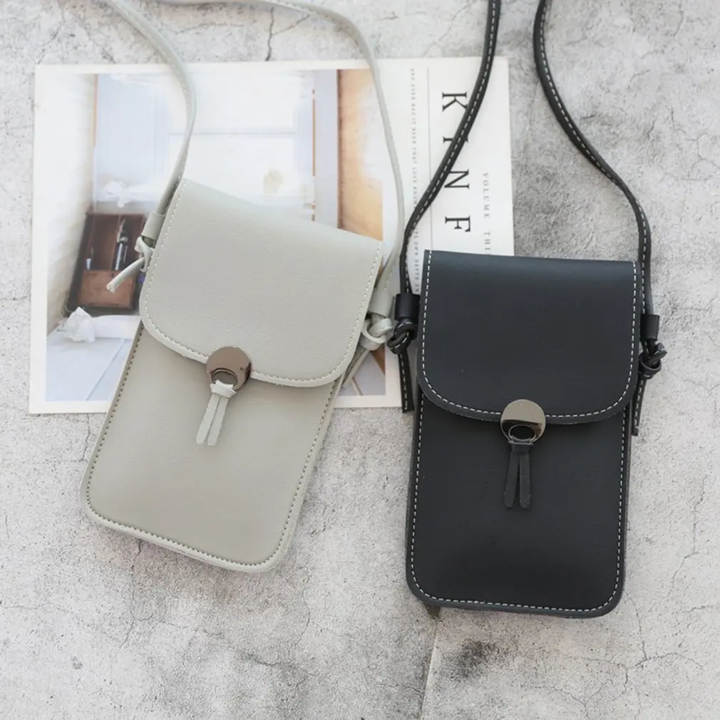 Transparent Touch Screen Retro Simple Mobile Phone Bag 2021 Women PU Chain Messenger Bags Small Flap Bag Mini Shoulder Bag