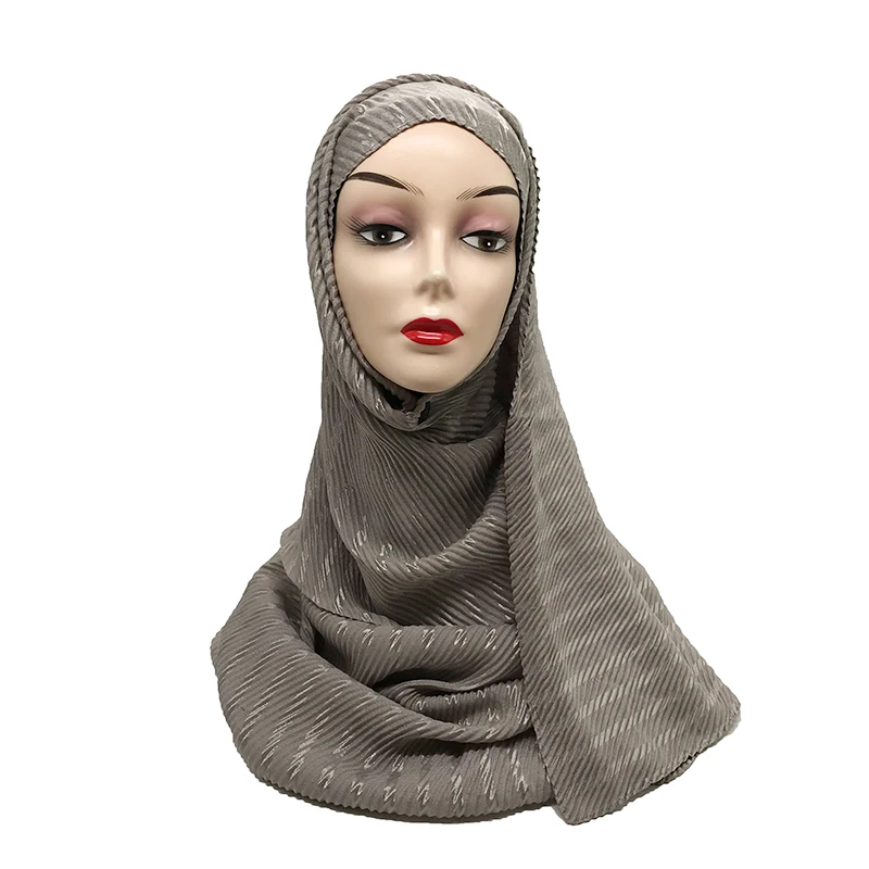 Женский однотонный шарф с морщинами, тканевая бандана, мусульманский мини платок, исламский хиджаб, женский шарф, популярные шали, 10 шт