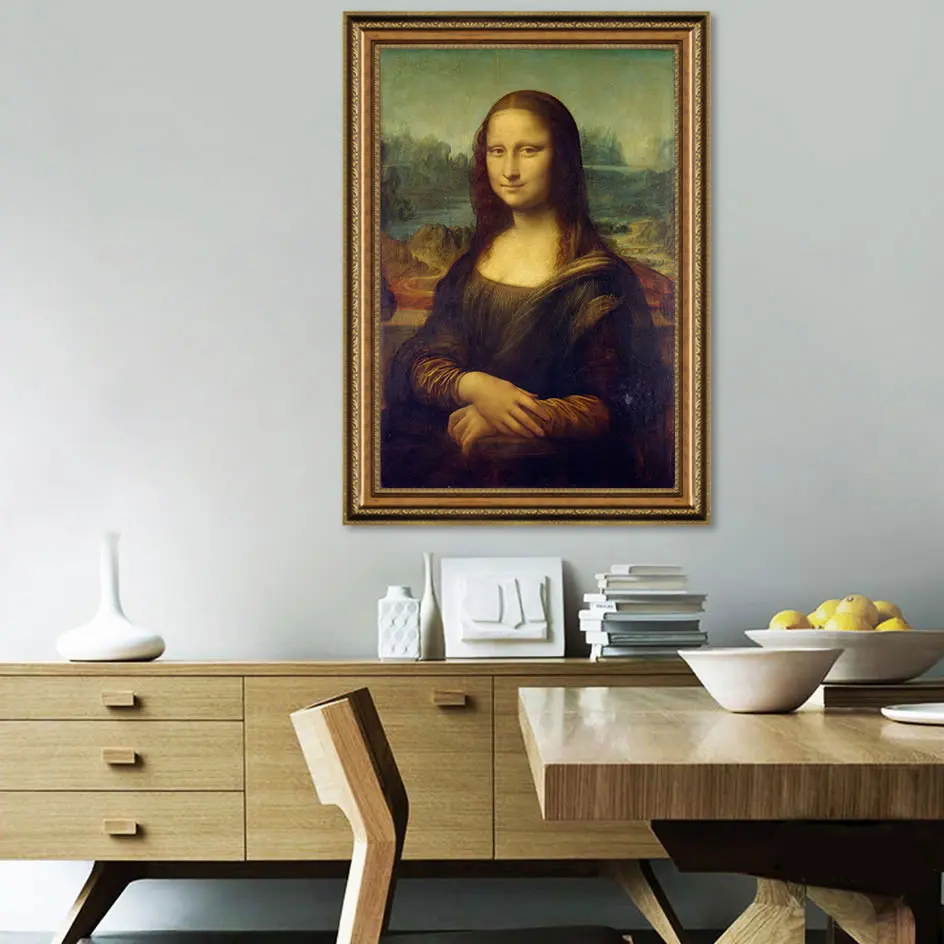 Классическая картина маслом леonardo Da Vinci The Mona Lisa Smile, печать на холсте, плакаты, Настенная картина для гостиной, домашний декор