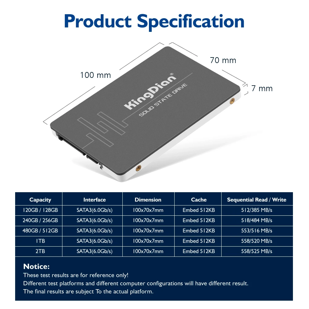 KingDian SSD SATA 120GB 240GB 480GB 1tb 128gb 256gb 512gb 2tb 60gb SATAIII Internal Solid State Disk ssd drive 500gb internal