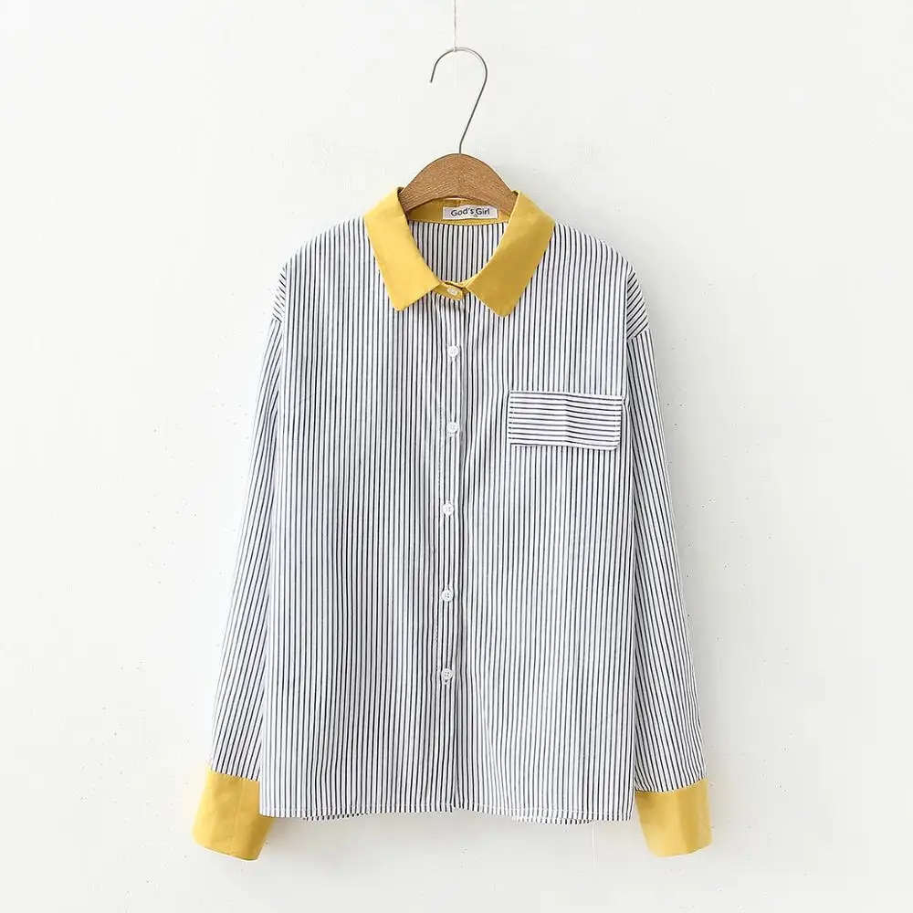 

New Striped Long-sleeved Blouse Autumn Fashion Korean Version Loose Female Tops Wild Stitching Bottoming Shirt Women