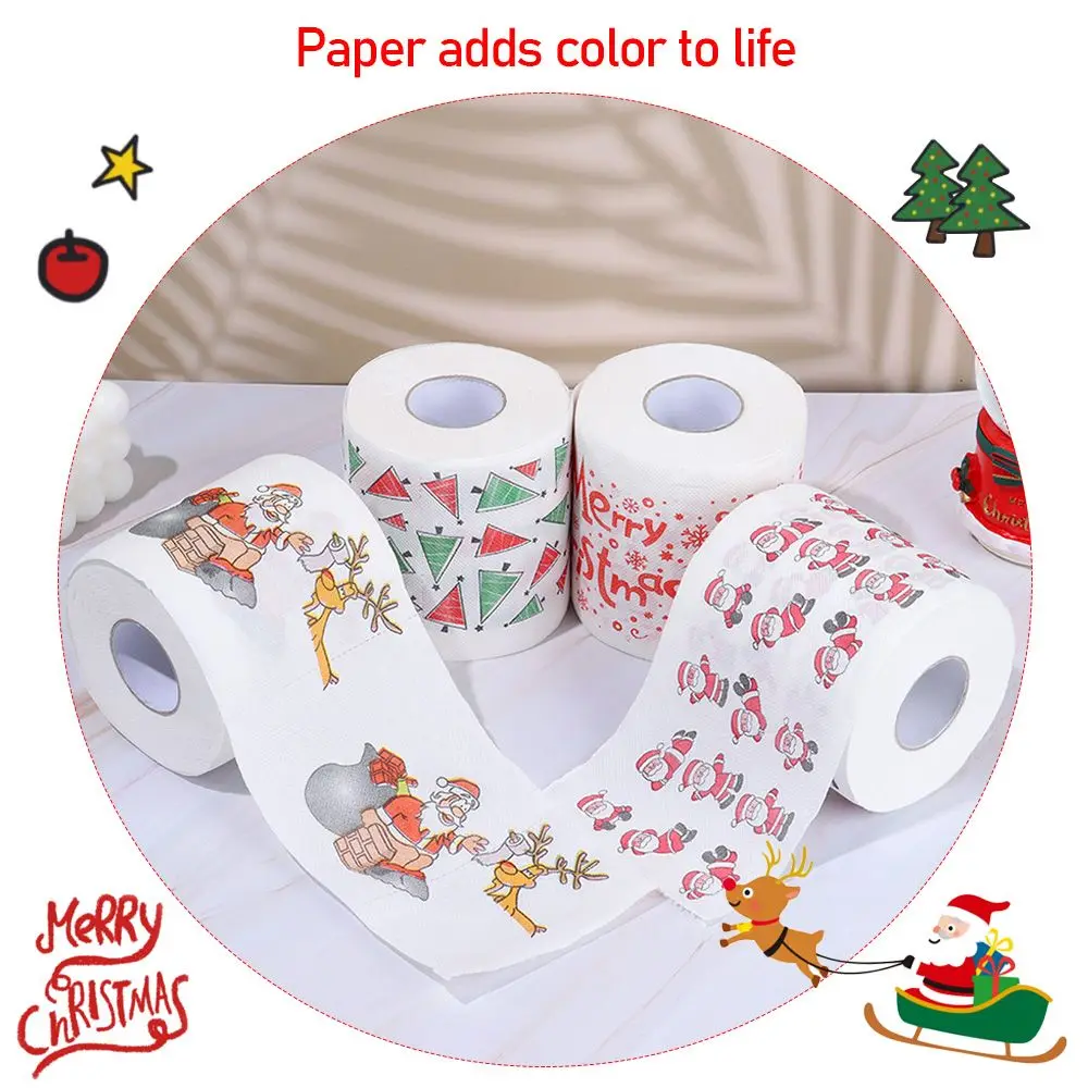 New Printed Home Decorations Santa Claus Decor Tissue Roll Xmas Bathroom Christmas Toilet Paper | Дом и сад