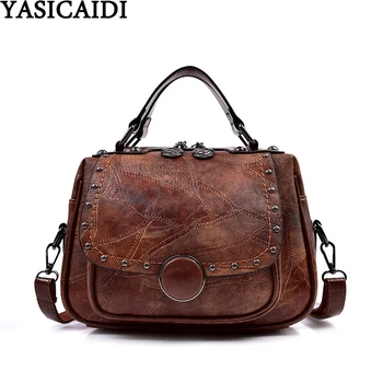 

YASICAIDI Vintage Leather Small Handbag Female Zipper Purse Shoulder Bag Luxury Brand Designer Crossbody Bags For Women 2020 Sac